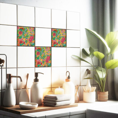 Fliesenaufkleber Wand Floral | quadratisch – Bild 2
