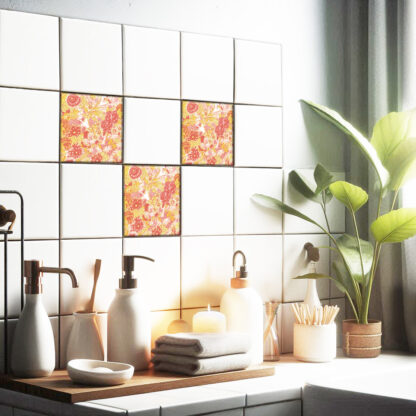 Fliesenaufkleber Wand Floral | quadratisch – Bild 2